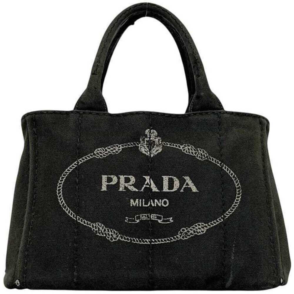 Prada Canapa Tote Bag Black Handbag Canvas Gusseted